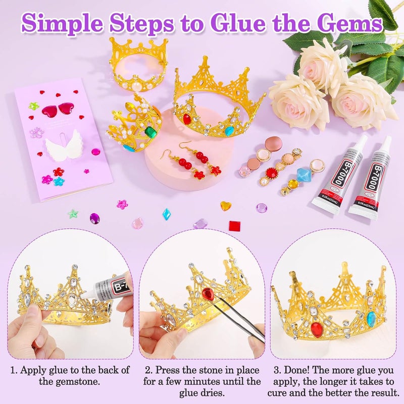 anezus 400Pcs Jewels for Bedazzling with 2 Pack B7000 Jewelry Glue, Flat Back Craft Gems Rhinestones for Clothing, Sequins Rhinestones Gemstones for Fabric, Craft, Decoration - Image 5